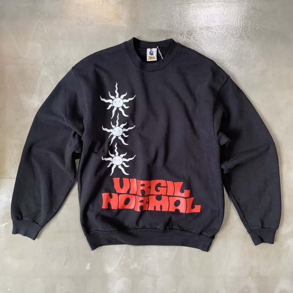 Virgil Normal Black Sun Graphic Crewneck Sweatshirt Size L